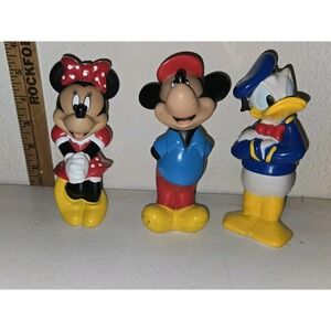 Vintage Disney Mickey Mouse, Minnie, Donald Rubber Squeaky Toys